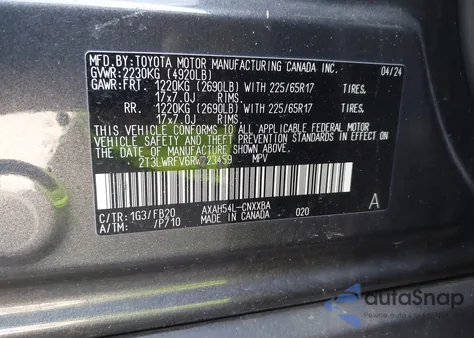 2024 Toyota Rav4 Hybrid Le z USA, uszkodzony, nr VIN 2T3LWRFV6RW223459